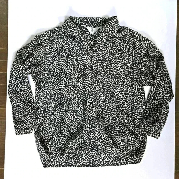 Mens 100% silk shirt blouse SLB Sunny Leigh animal print giraffe sz Large - Picture 1 of 8